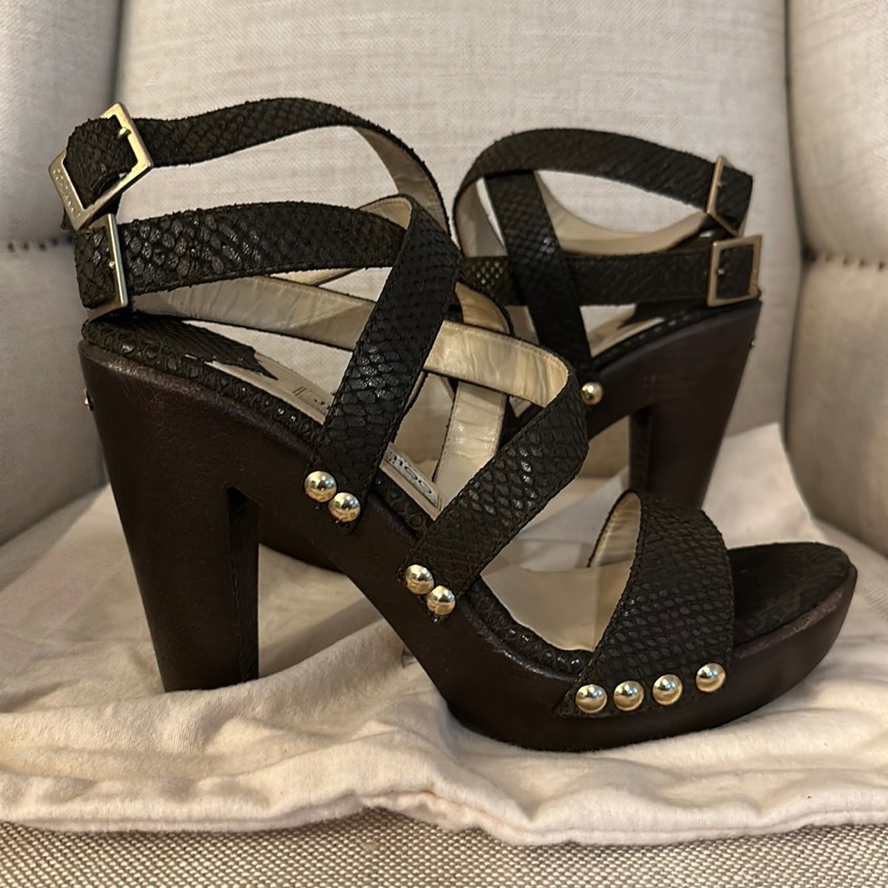 Jimmy Choo Unity Embossed Strap Clog Sandal Size 41